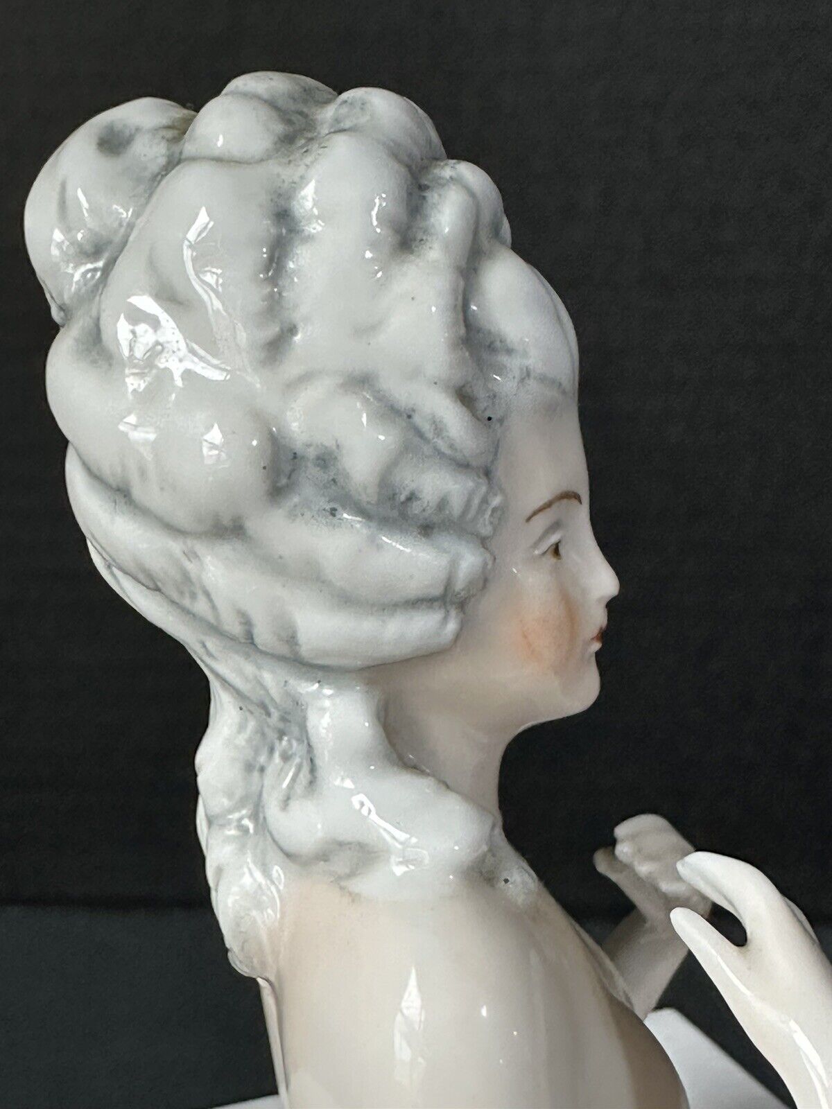 Antique German Pincushion Half Doll Marie Antoinette Hairstyle Arms Away