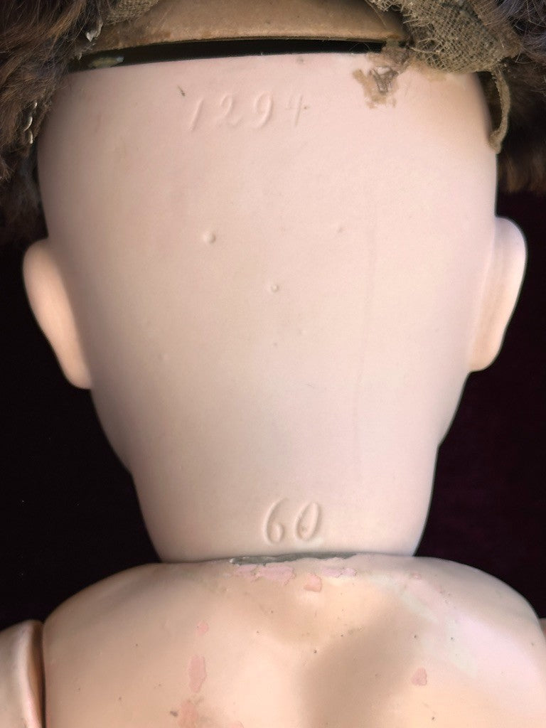 Rare Antique German 24" Bruno Schmidt 1294 Bisque Head Toddler Character Doll