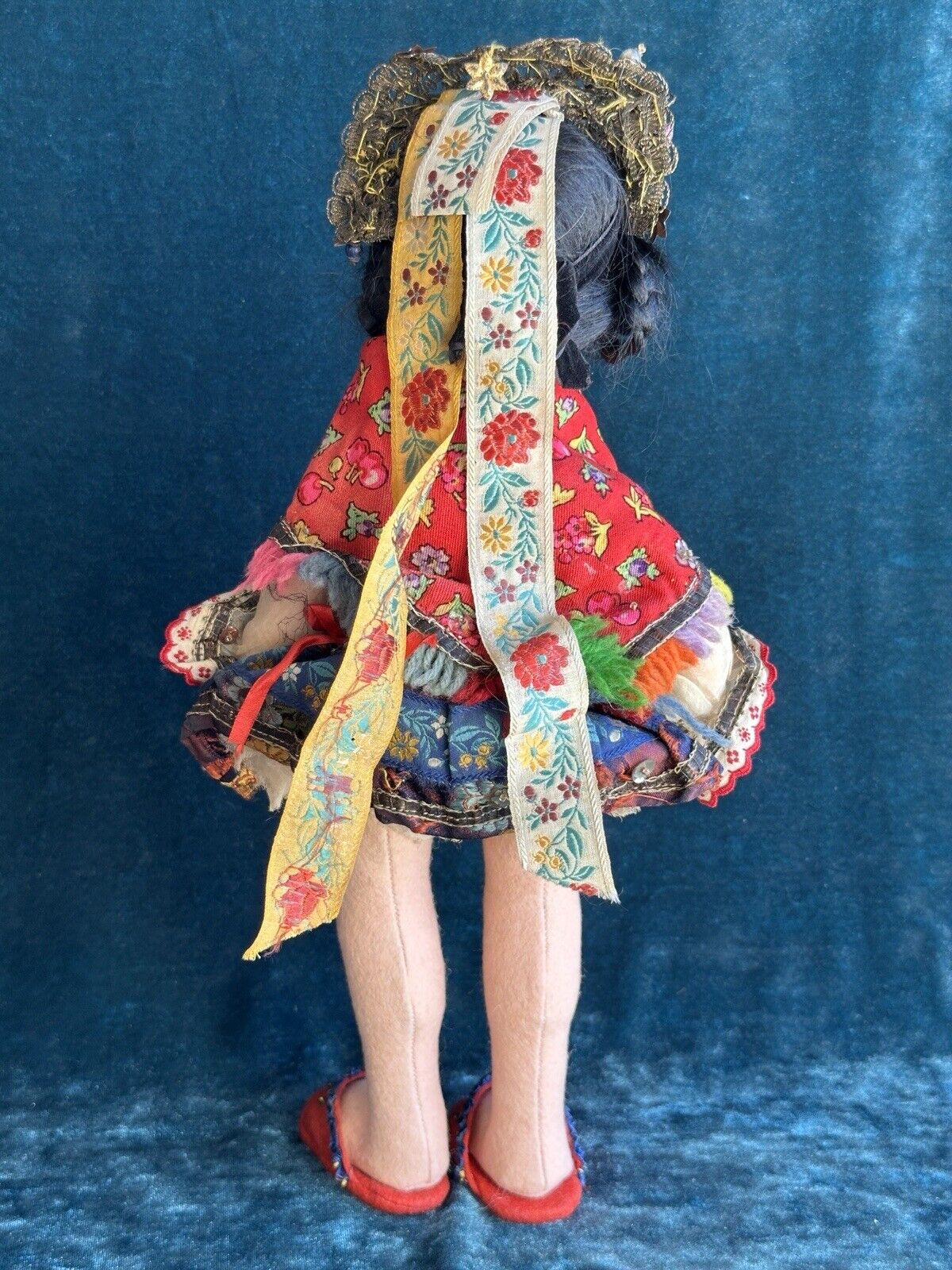 Very Rare 14” Vintage Lenci Portrait (?) Ethnic Felt Boudoir Style Doll