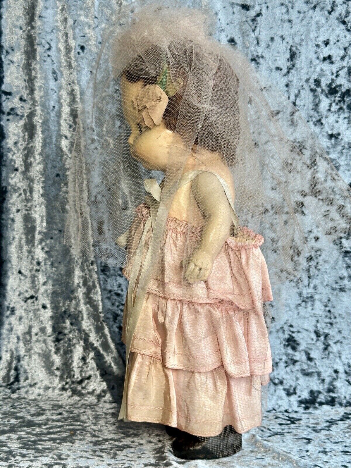 Antique American 17.5” Composition Carnival Prize Bride Doll
