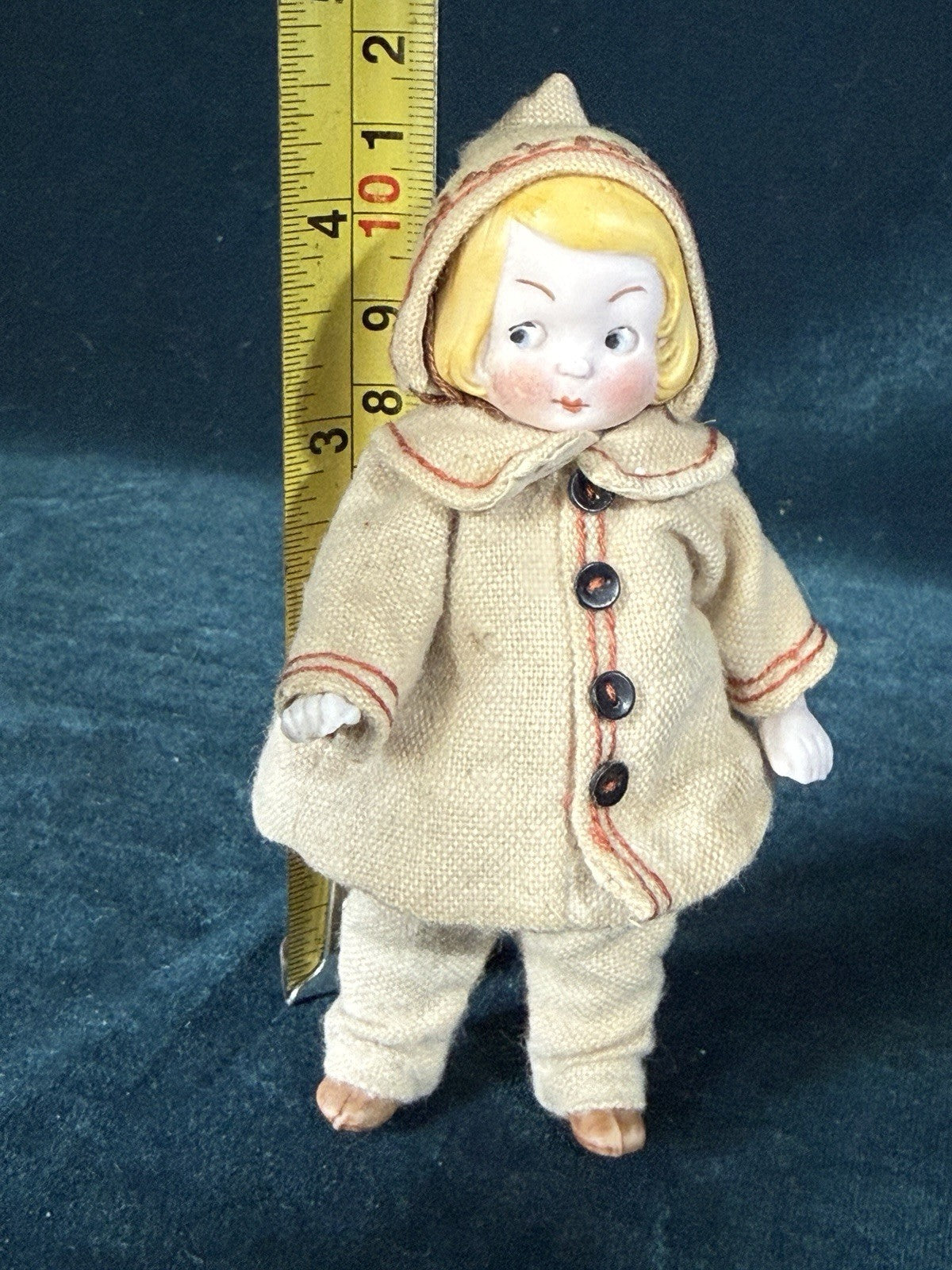 Antique German All Bisque Hertwig (?) Googly Type 4 1/4” Character Doll