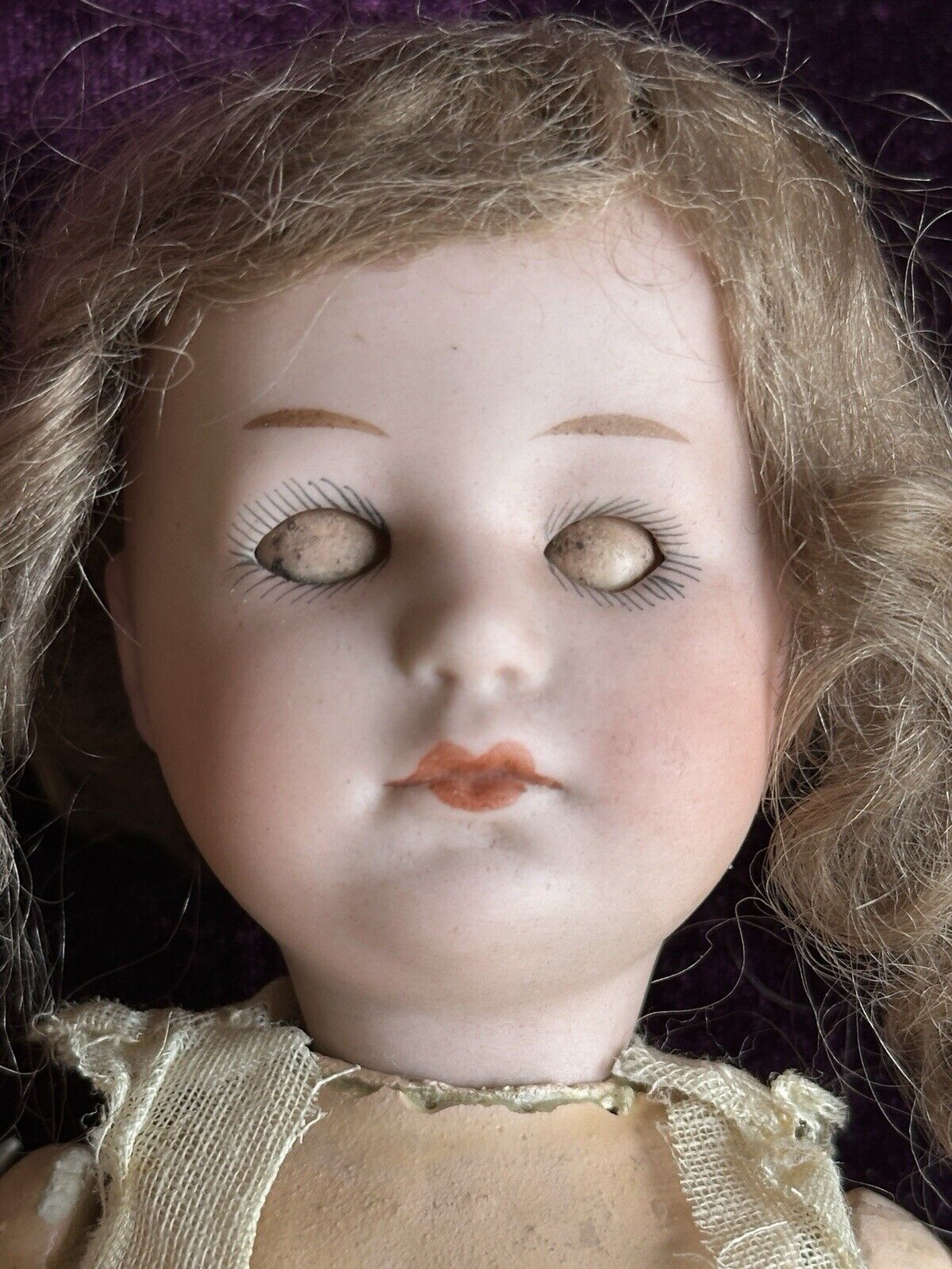 Rare Antique German 9” Gebruder Heubach 8420 Side Glancing Eyes Bisque Doll