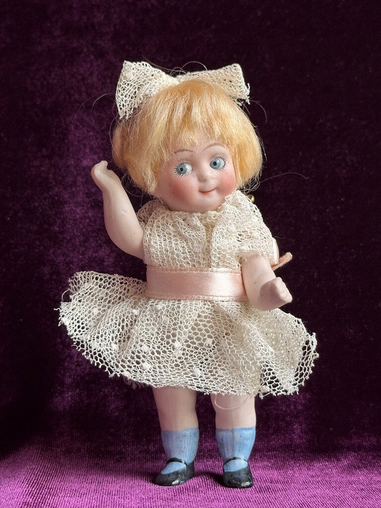 Antique German 4.5” Kestner 292 All Bisque Googly Eyes Doll