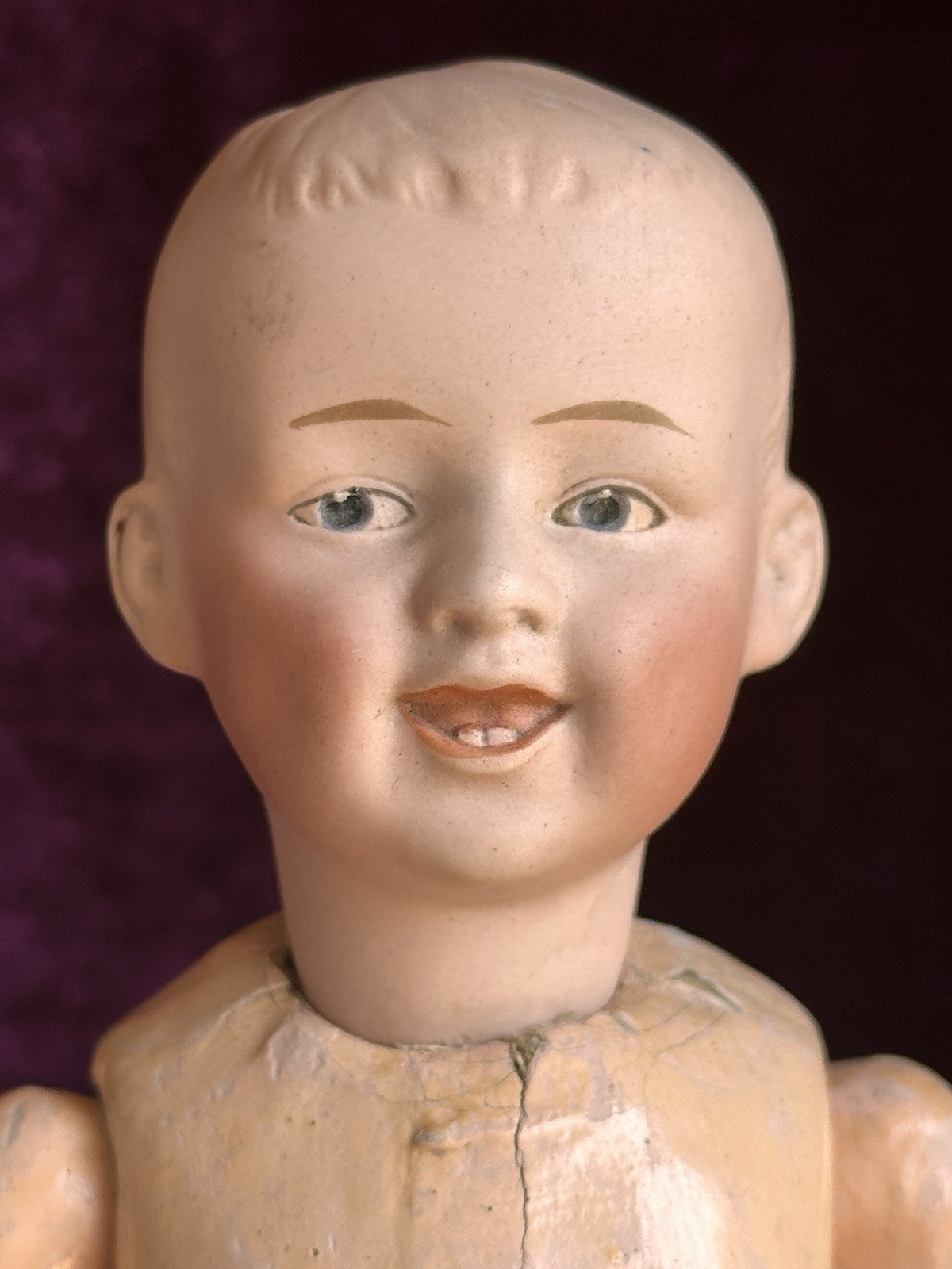 Antique German 11” Gebruder Heubach 7647 Bisque Shoulder Head Character Boy Doll