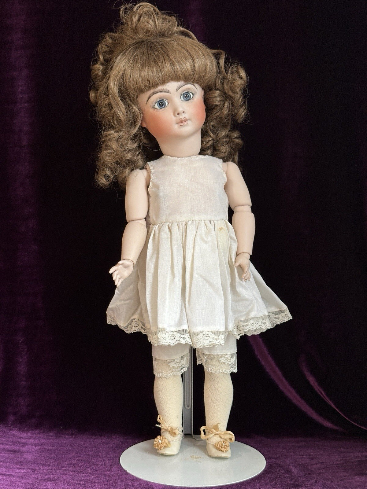 Vintage All Porcelain 20” Reproduction of Antique French Andre Thuillier Doll