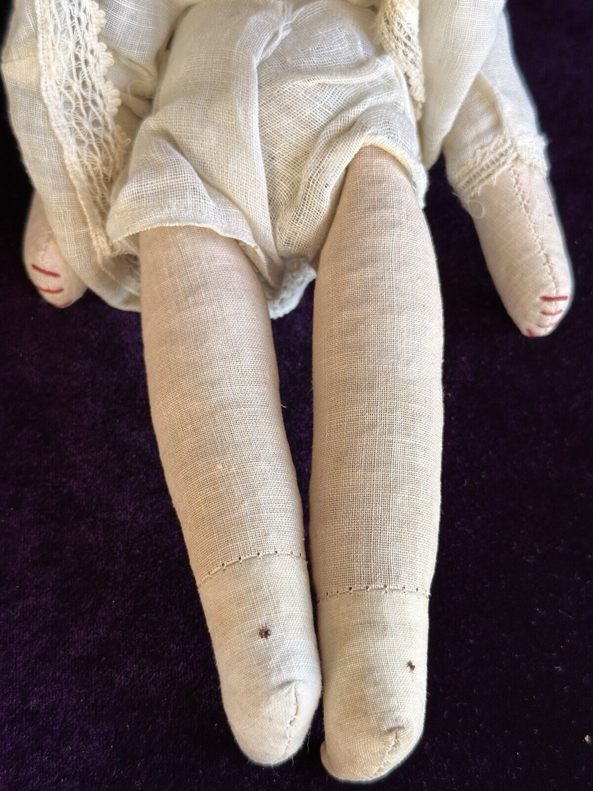 Antique American 12” Bruckner Lithograph Hard Mask Cloth Rag Doll