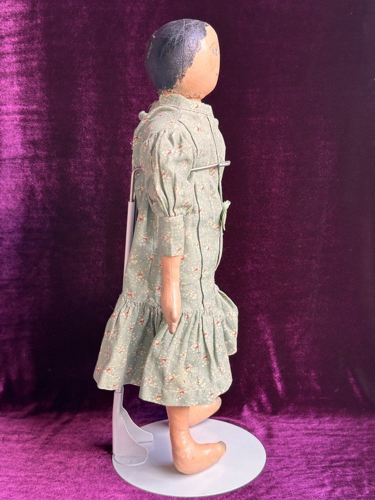 Antique American Primitive 20.5" Oil-Painted Cloth Rag Folk Art Doll