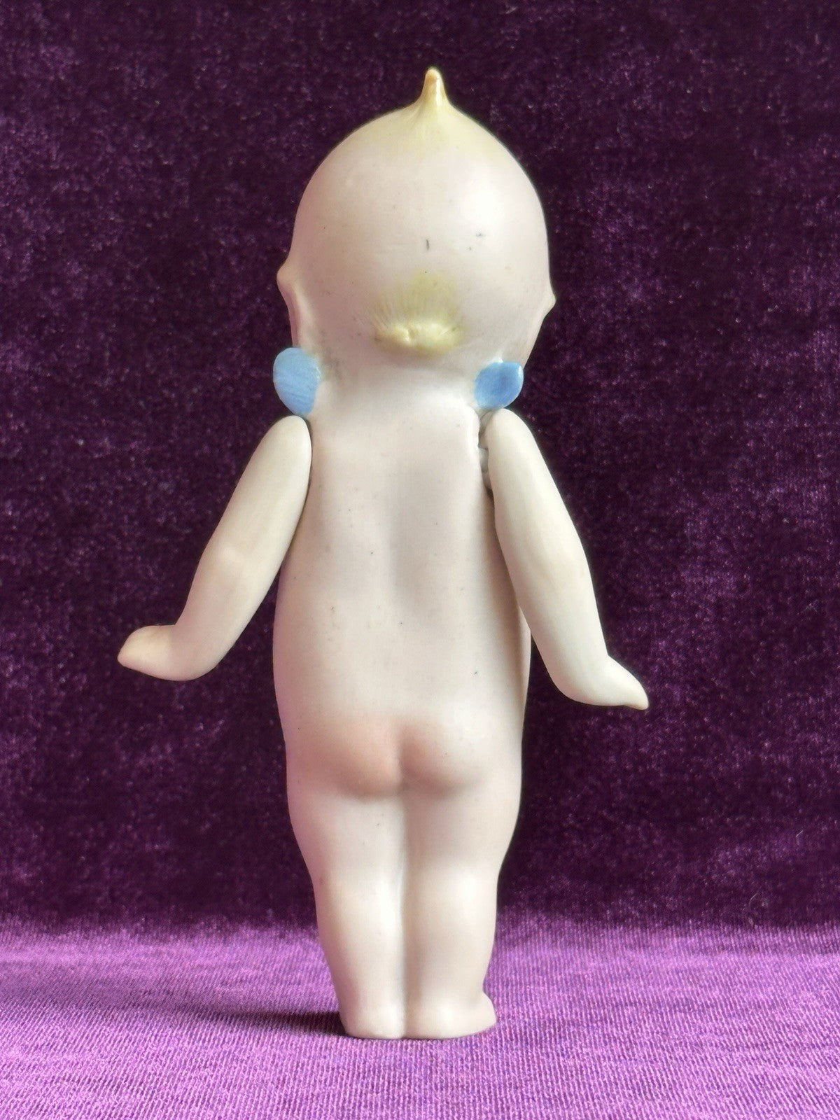 Antique All-Bisque 5.25” Kewpie Doll – Signed O’Neill, Blue Wings, Heart Label