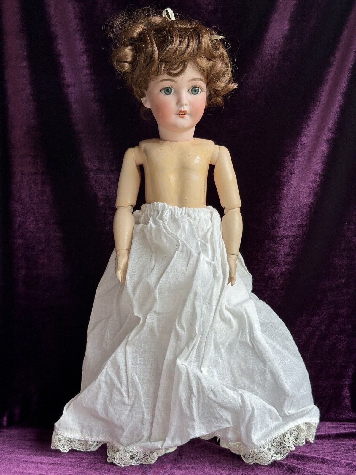 Antique German 24” Queen Louise Bisque Head Doll