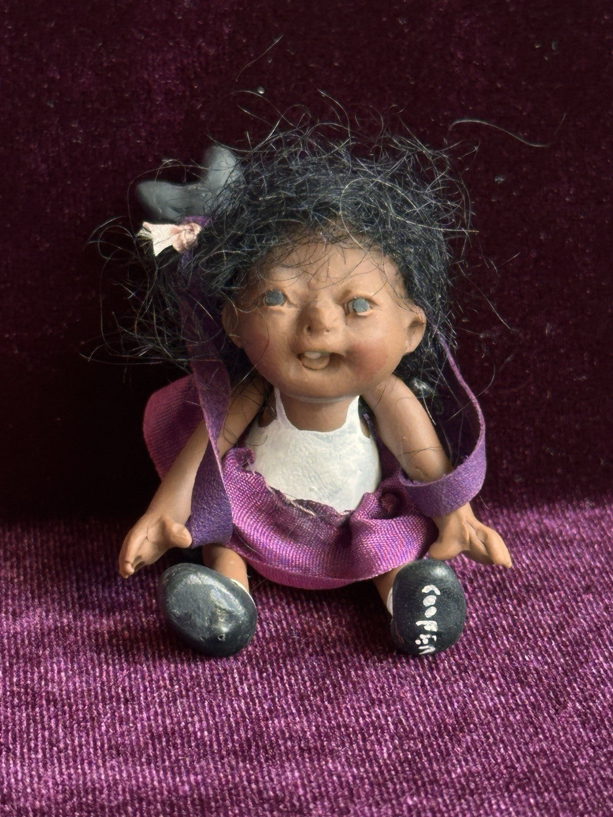 OOAK Miniature 2.75” Handmade Elizabeth Cooper Polymer Clay Girl Doll