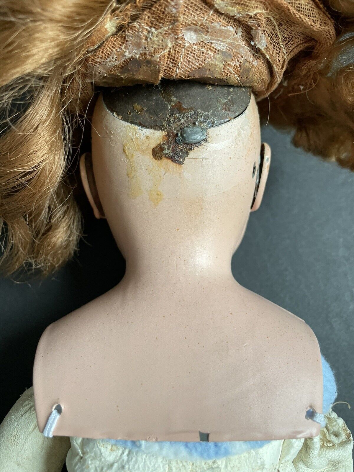 Antique German 22” Alfred Heller (?) Metal Head Glass Eyes Doll