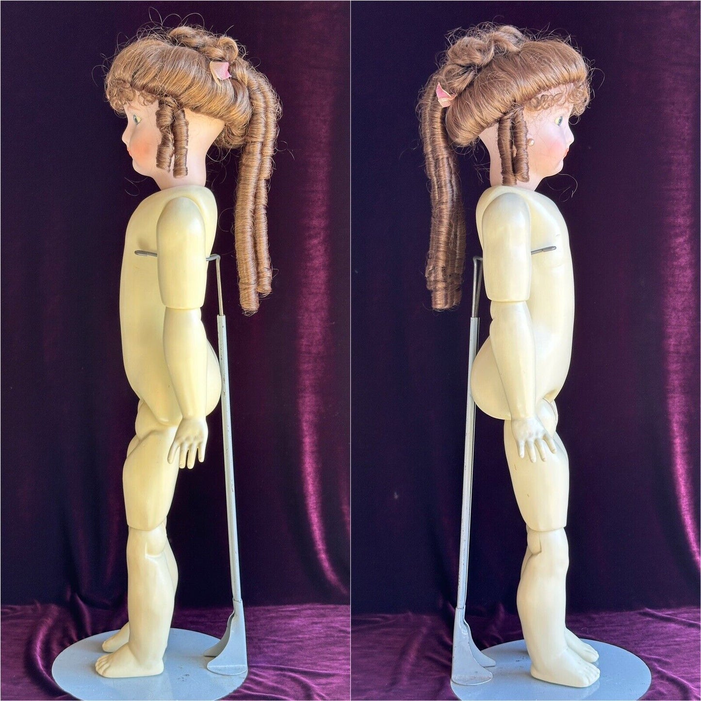 Large Vintage 31” Porcelain Reproduction of Antique French Fashion Doll