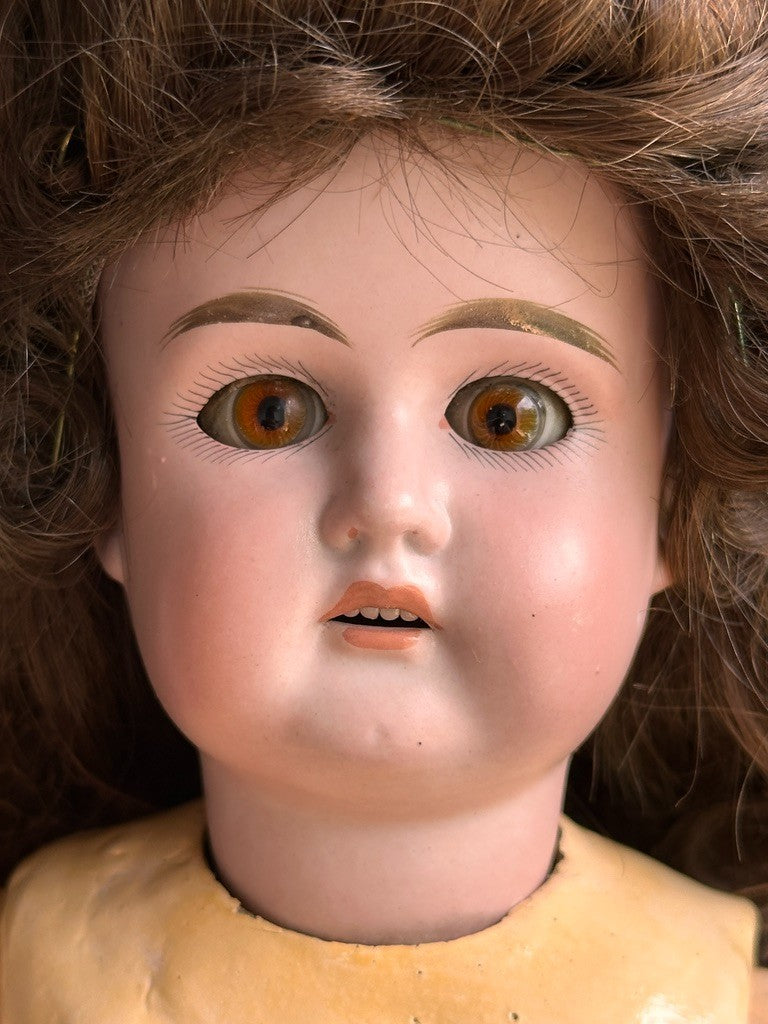 Antique German 18" Edmund Steiner marked EUSt Bisque Head Composition Body Doll