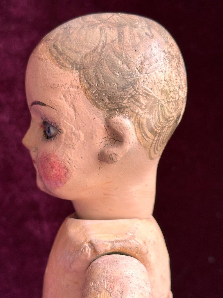 Antique French 11.5" Tout en Bois Wood Doll – Motschmann Type Body