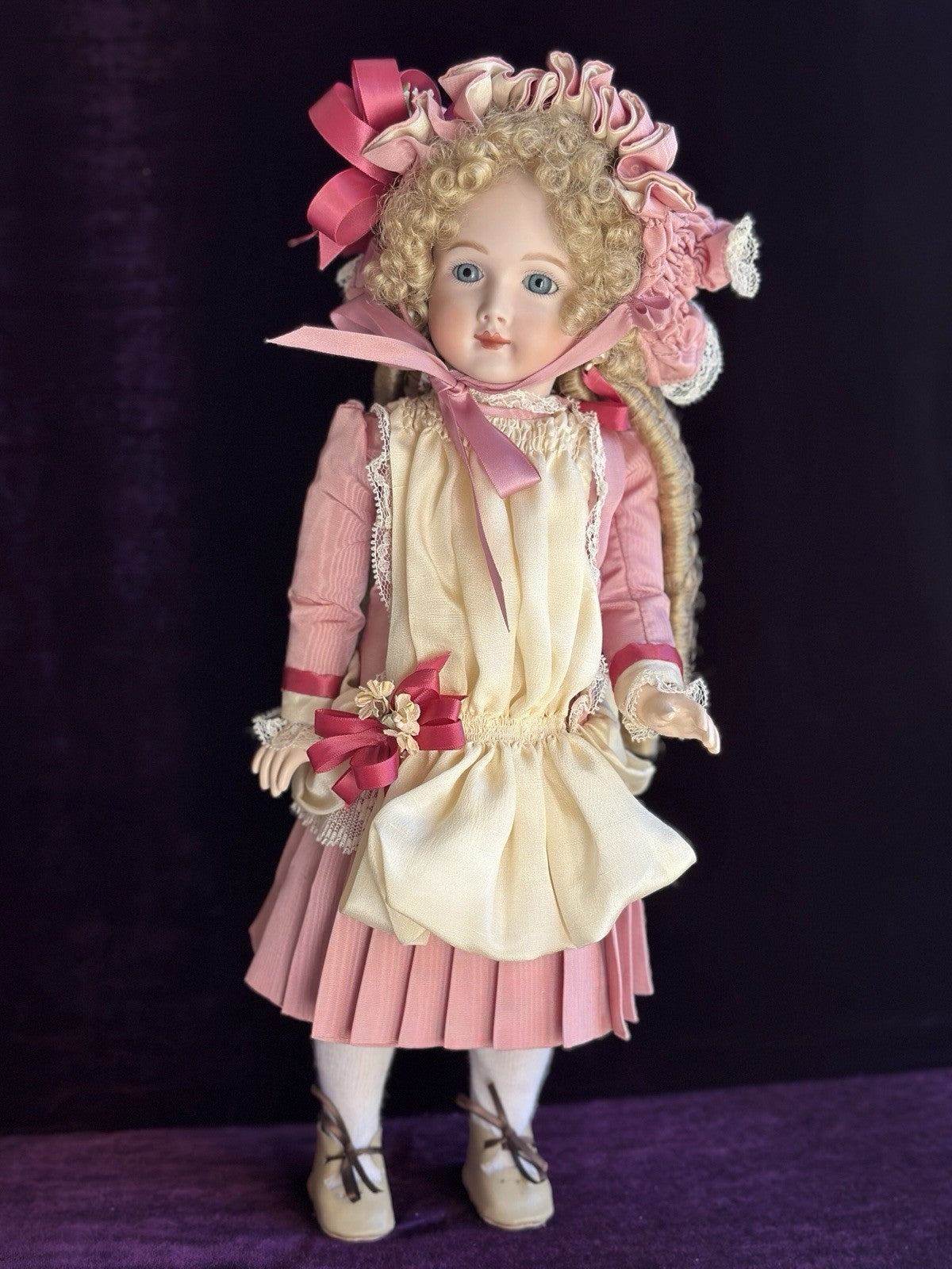 Vintage 17” Porcelain Compo Reproduction of Antique French Jumeau Triste Doll