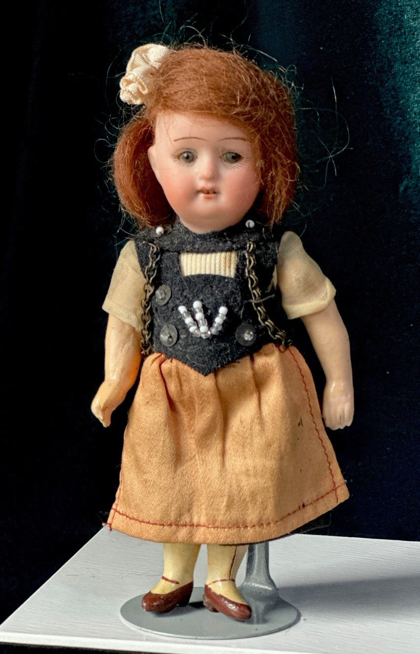 Antique German 5” Mignonette Doll Bisque Head Composition Body Painted Shoes
