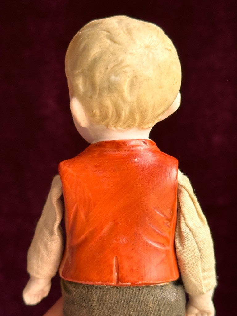 Rare Antique German Hertwig 7.5” Bisque Molded Torso Character Dollhouse Doll