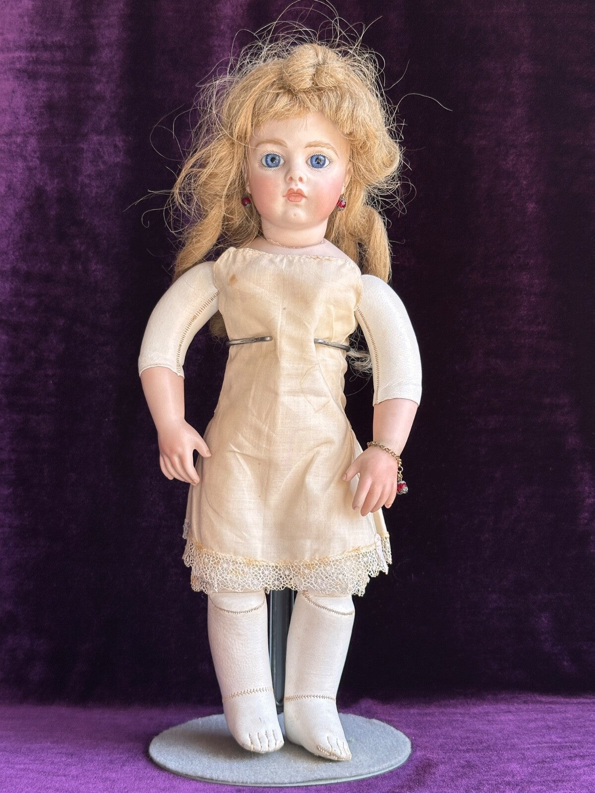 Vintage 15” Artist Reproduction of Antique French Bru Jne Porcelain Leather Doll