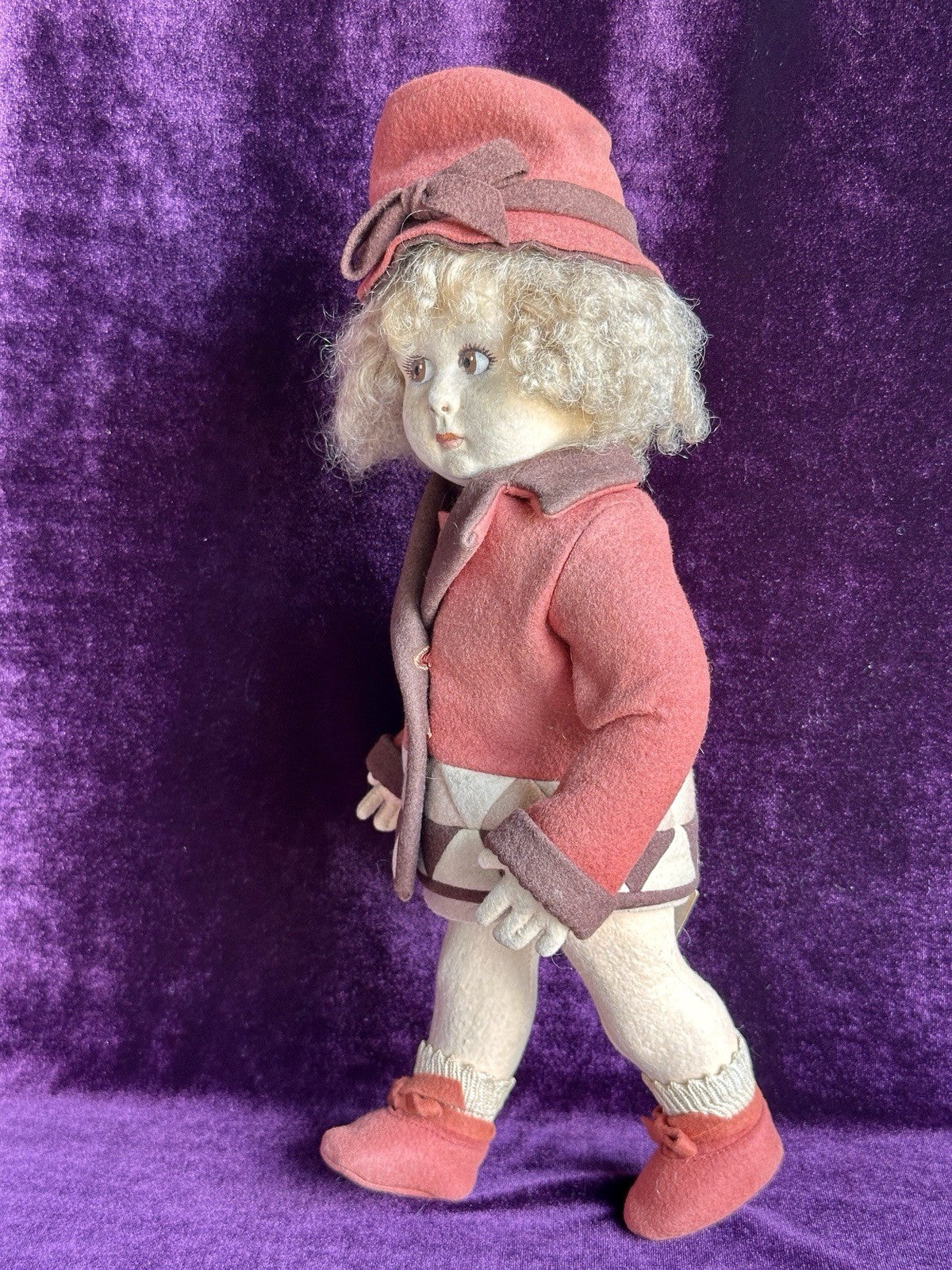 Vintage Italian 12” Lenci 111 Felt Cloth Character Doll