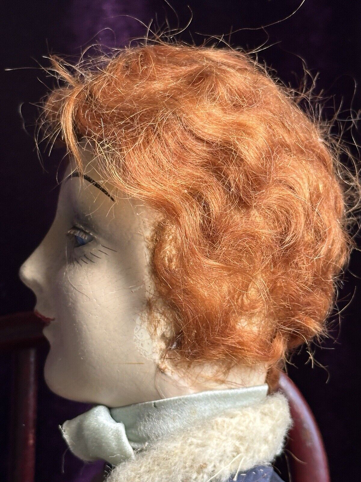 Rare Antique 27" Composition Cloth Art Deco Style French Boudoir Doll Glass Eye