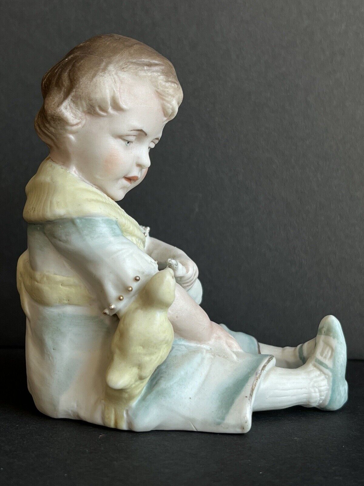 Antique German Gebruder Heubach (?) Unmarked Bisque Boy Figurine
