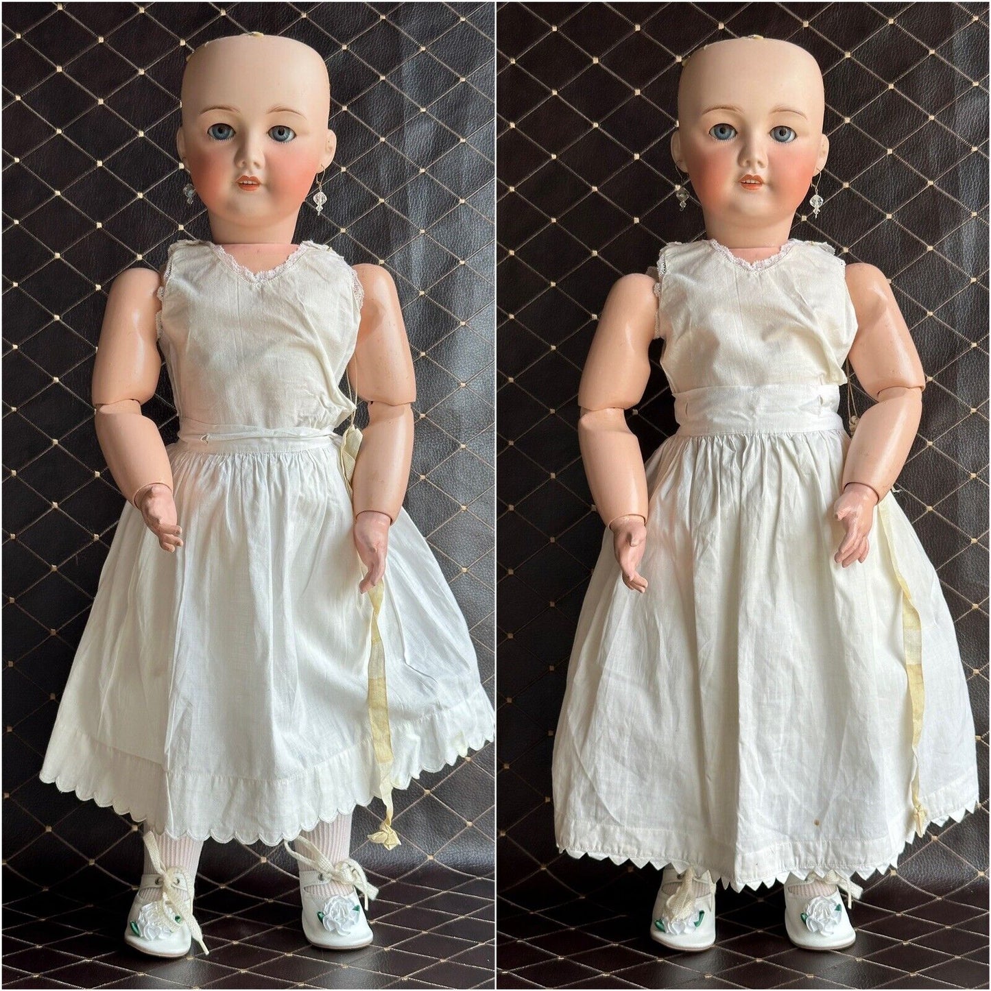 Large Antique French 26” SFBJ 301 Bisque Head Bride Doll Working Crier