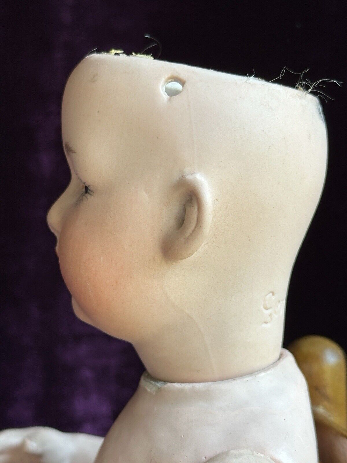 Antique German 10” Gebruder Heubach 6970 Bisque Pouty Closed Mouth Baby Doll