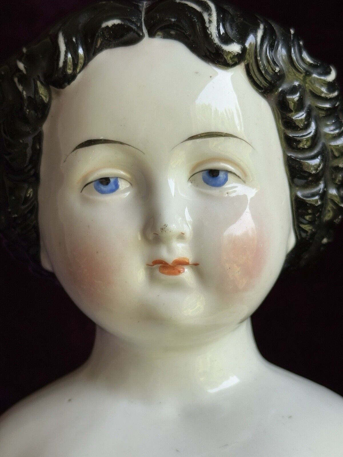 Antique German 19” China Shoulder Head Brunette Victorian Fashion Doll