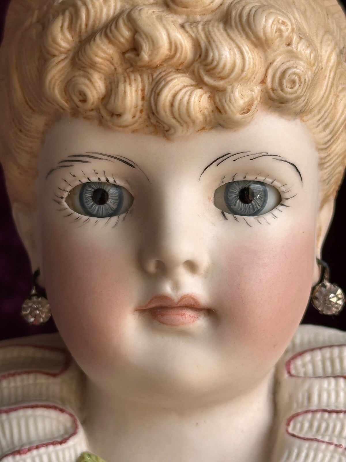 Rare Vintage 20.5” Reproduction of Antique German Kling Parian Doll Glass Eyes