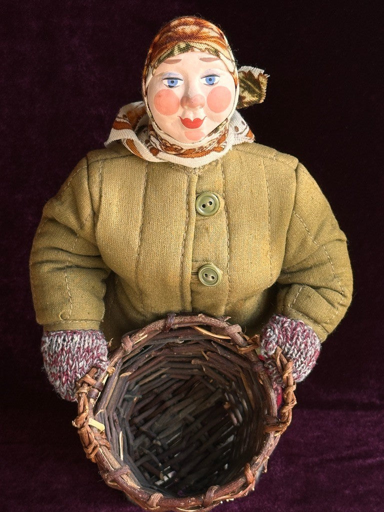 Vintage 11" USSR Terracotta/Ceramics Traditional Russian Rural Woman Doll