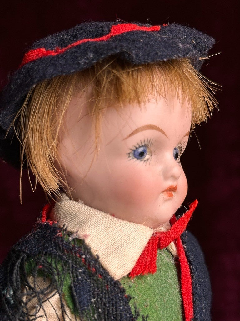 Antique German 10" Kling Bisque Shoulder Head Boy Doll