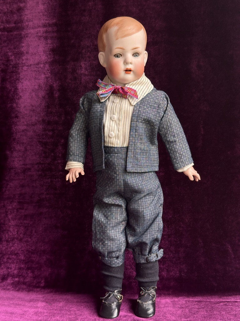 Antique 17" Bruno Schmidt 2048 Tommy Tucker Bisque Head Character Boy Doll