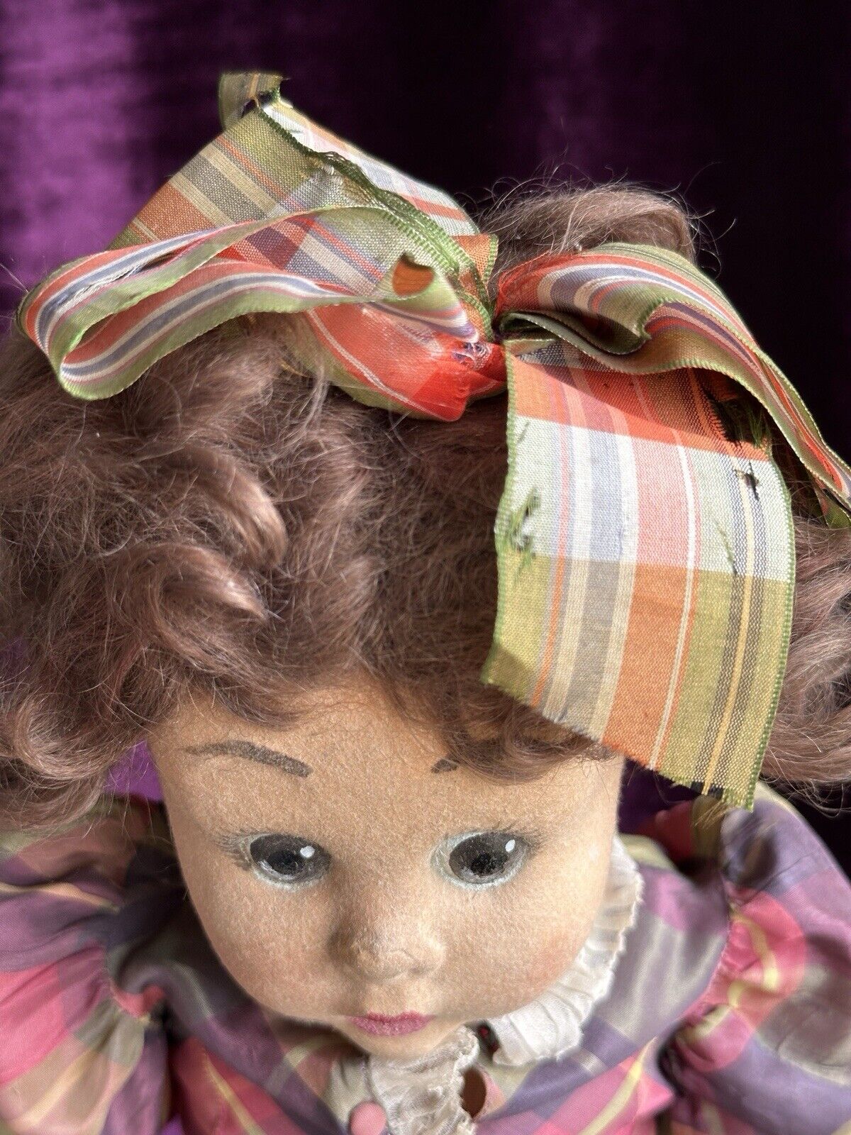 Rare Vintage Italian 20” Original Lenci Googly Eyes Felt Doll Tagged Outfit