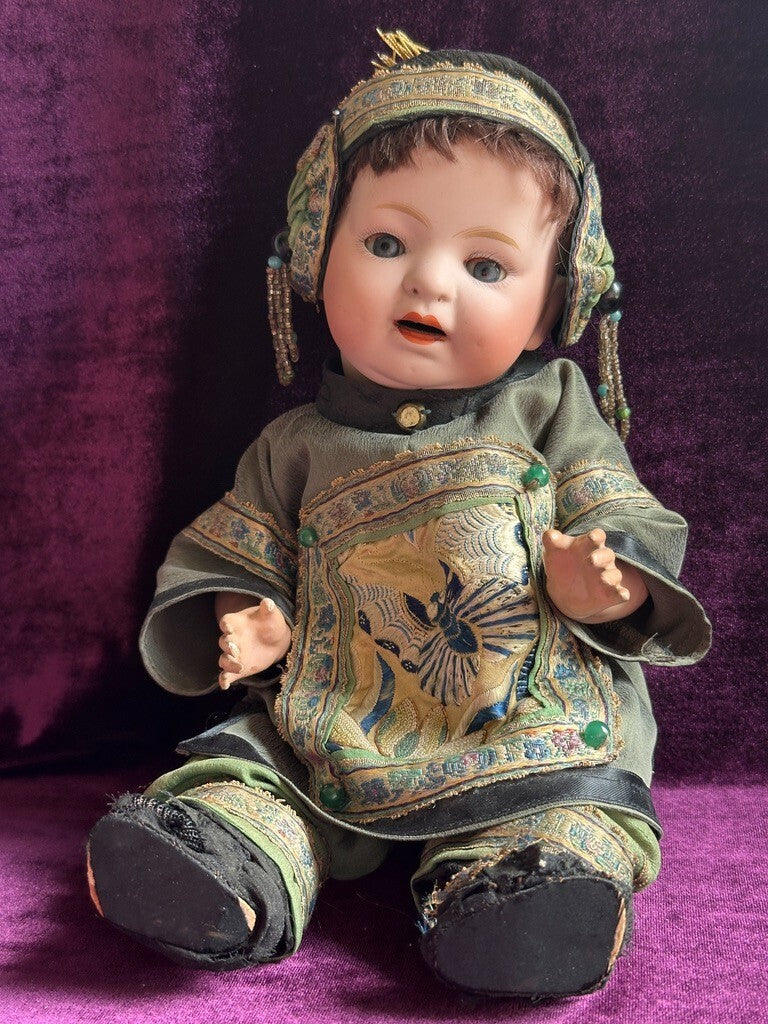 Antique Japanese 12.5” Morimura Brothers Asian Baby Doll with Original Outfit