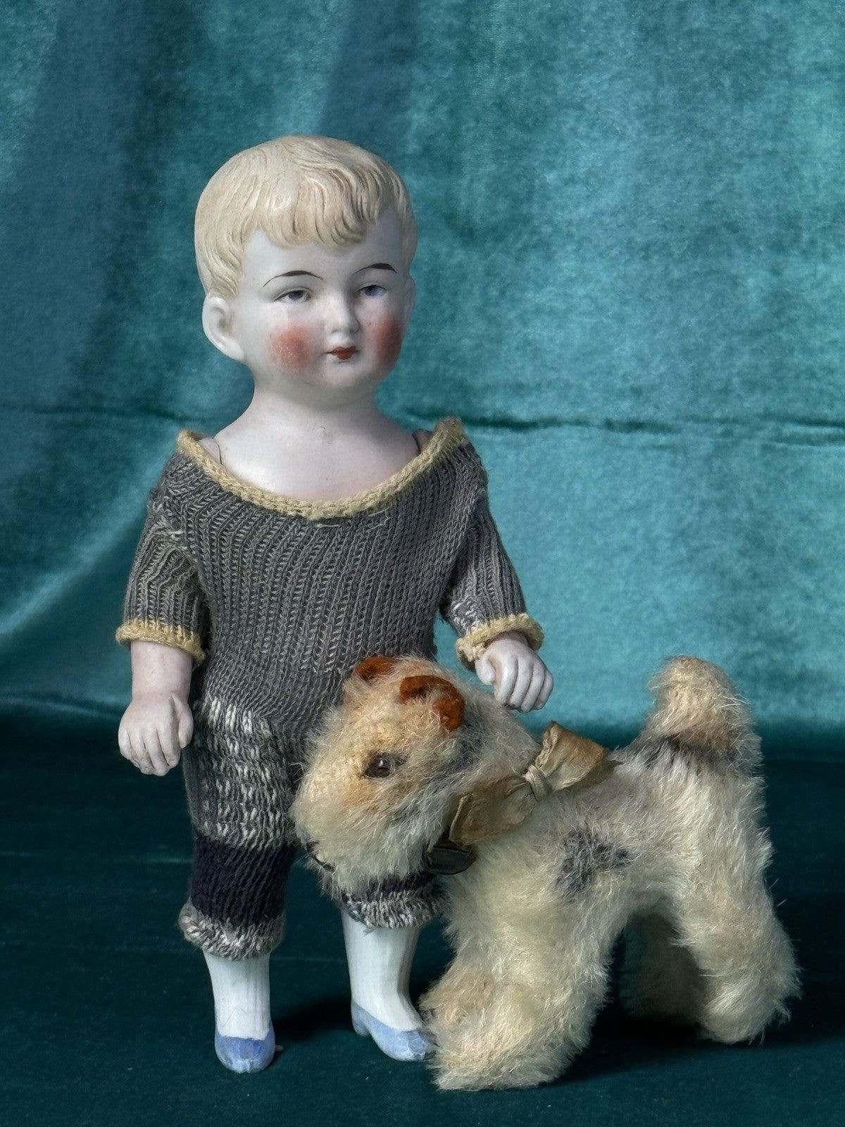 Antique German 6 1/2” Kestner All Bisque Mignonette Dollhouse Boy Doll