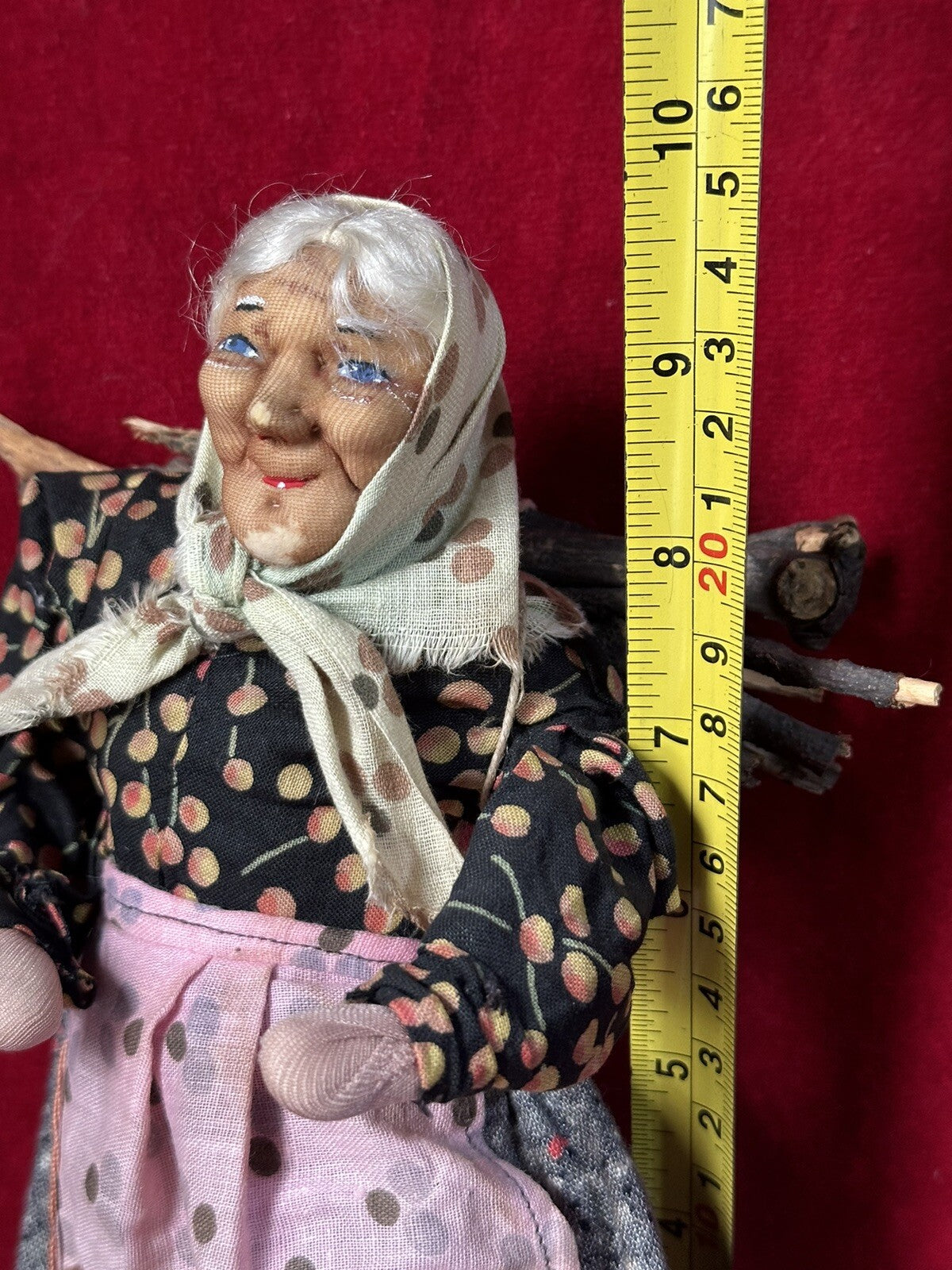 Original French Bernard Ravca 1920’s (?) Stockinette Old Lady 9 3/4” Doll
