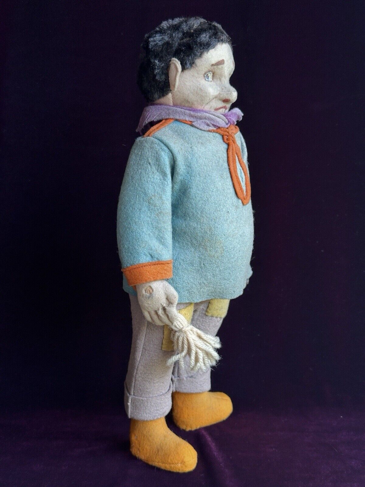 Rare Antique Italian Early Lenci 13.5" Whimsical Character Doll Metal Button