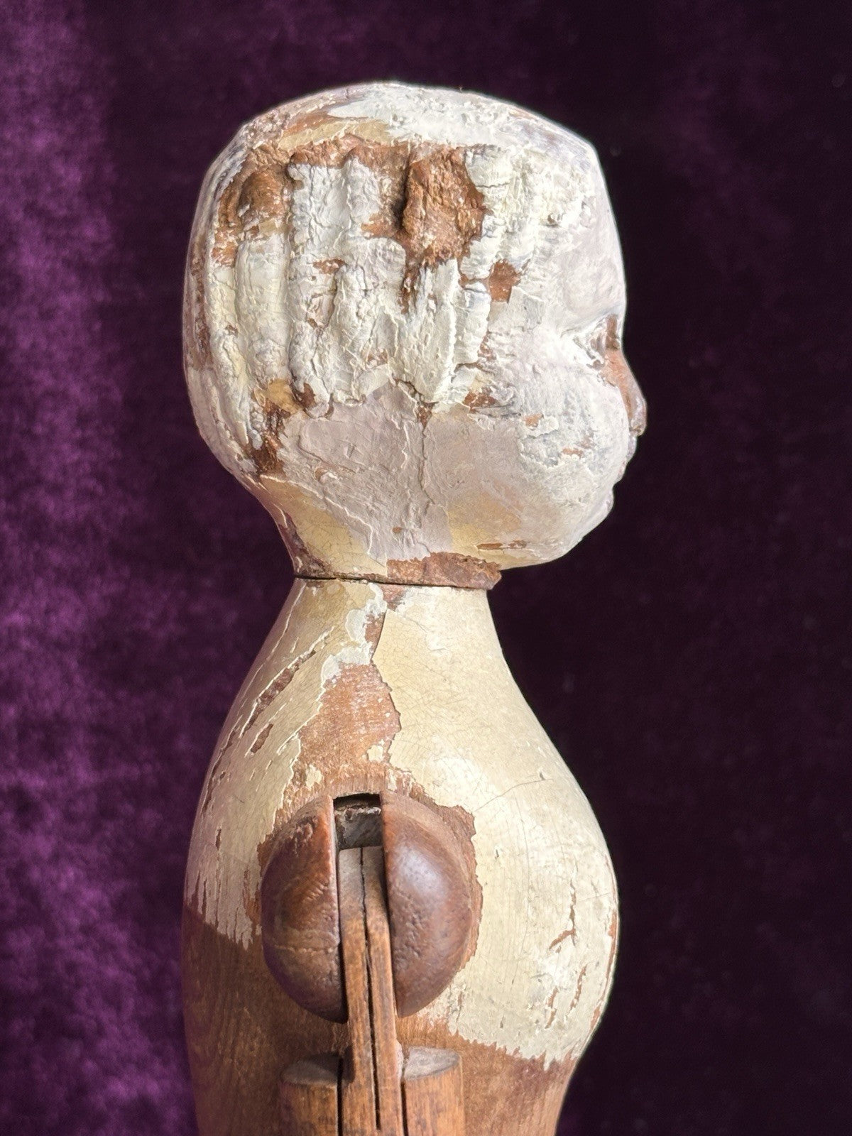 Rare Early American 15” Joel Ellis Metal Wood Jointed Doll