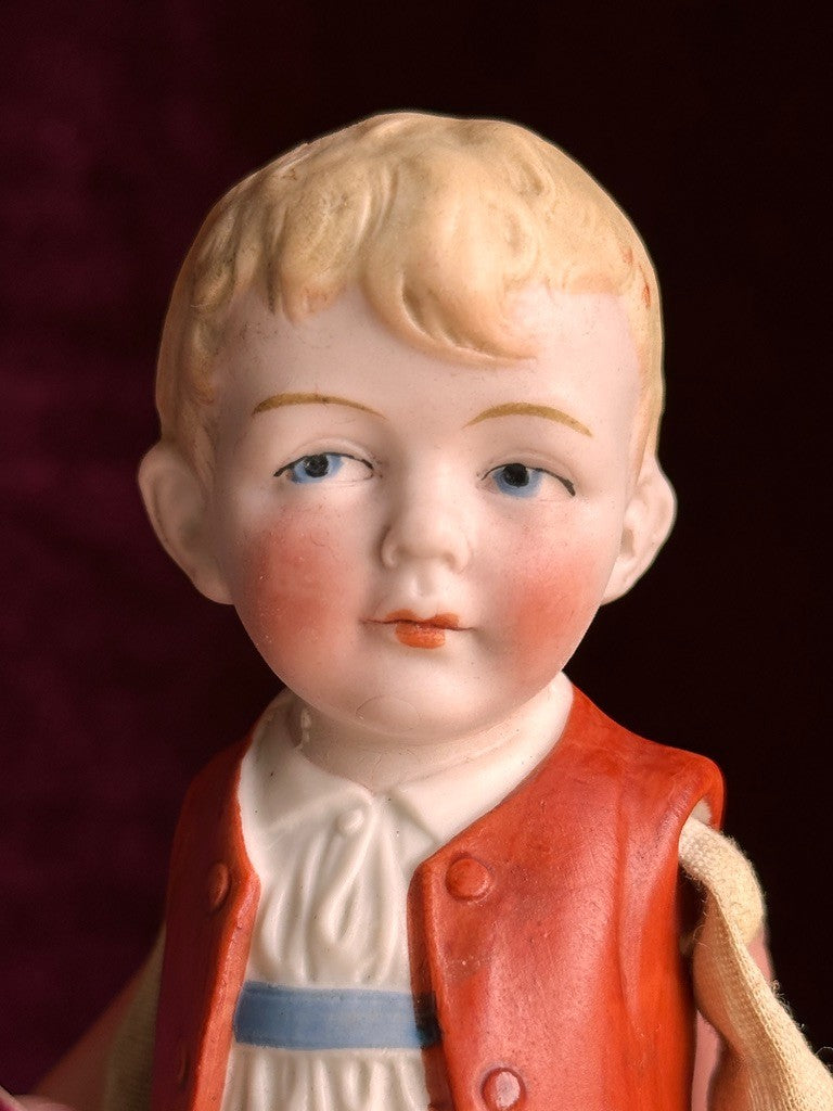 Rare Antique German Hertwig 7.5” Bisque Molded Torso Character Dollhouse Doll