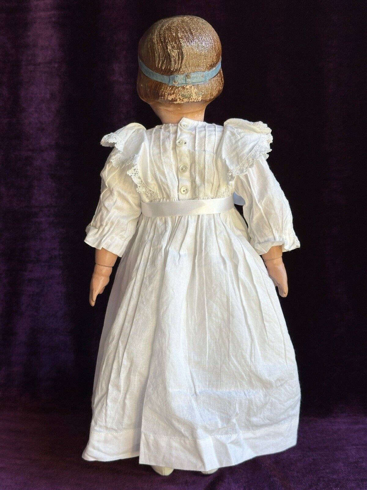 Antique American 16” Schoenhut 105 Wood Girl Doll with Carved Hair