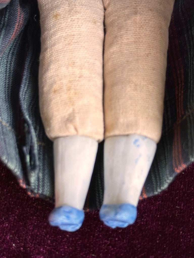 Pair Antique German Hertwig 6.5” Bisque Molded Torsos Character Dollhouse Dolls