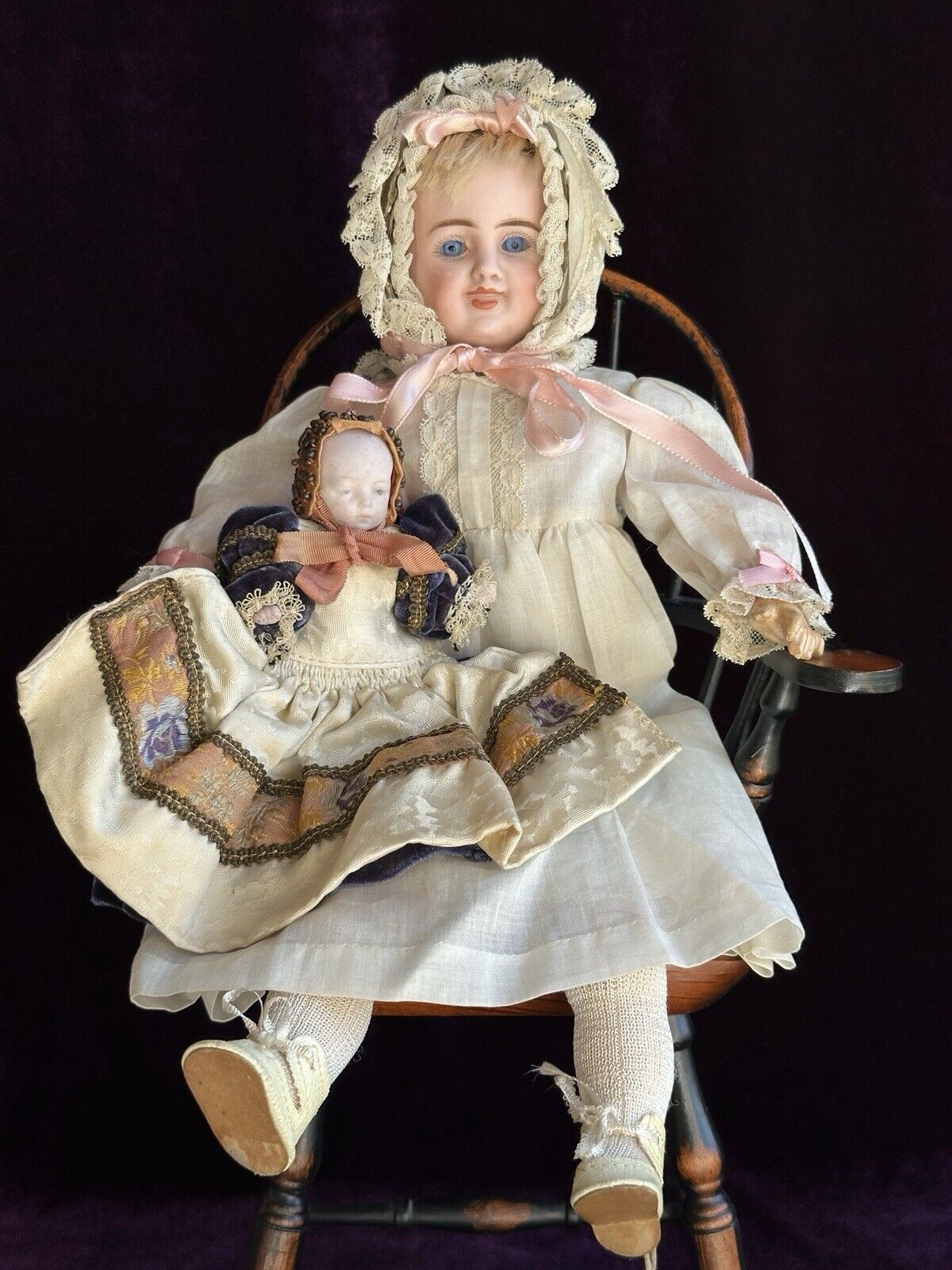 Antique German 14” Carl Bergner 3-Faces Multifaceted Bisque Head Doll