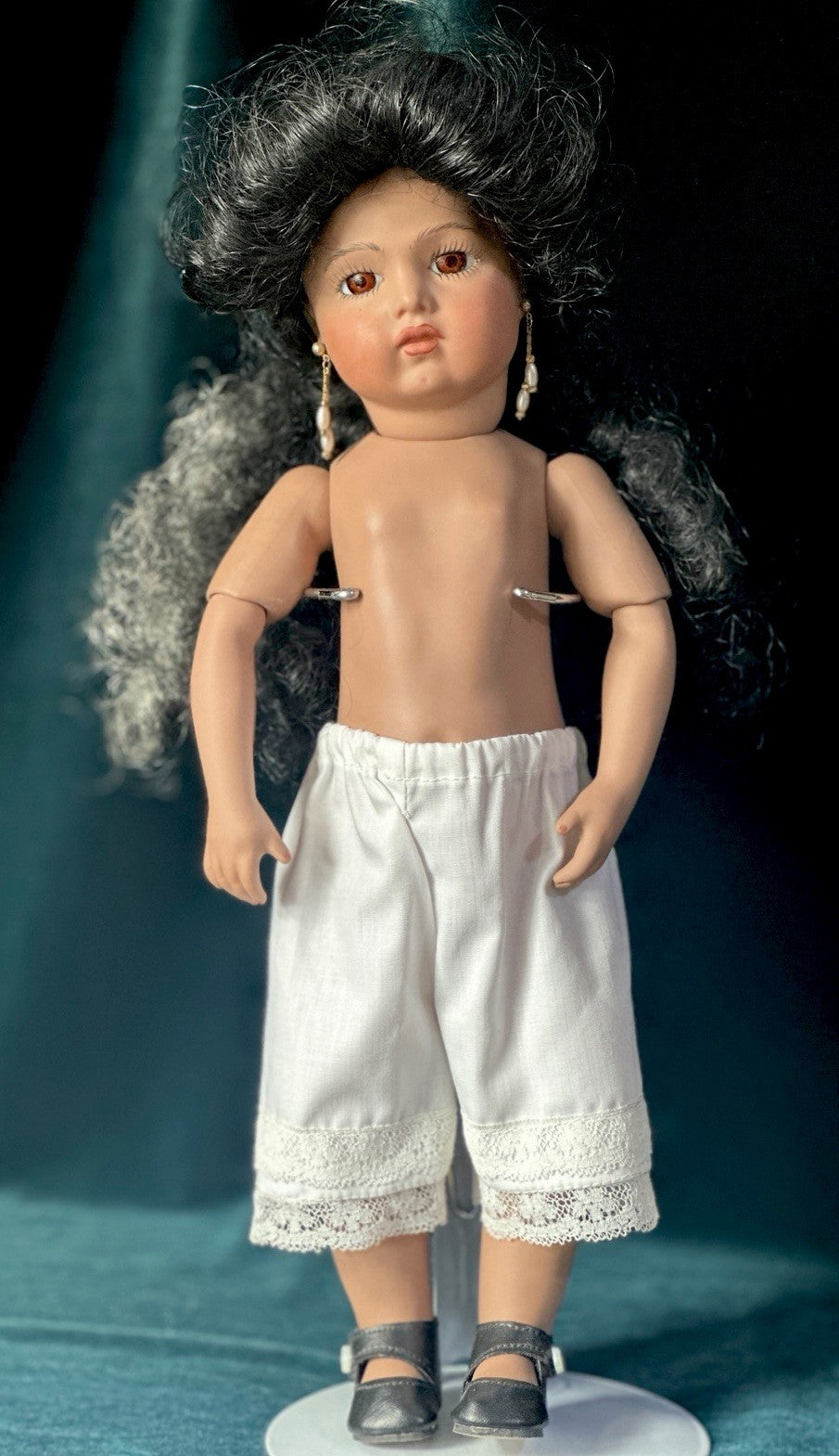 Vintage All Porcelain Reproduction of Antique French Bru Jne 13” Doll