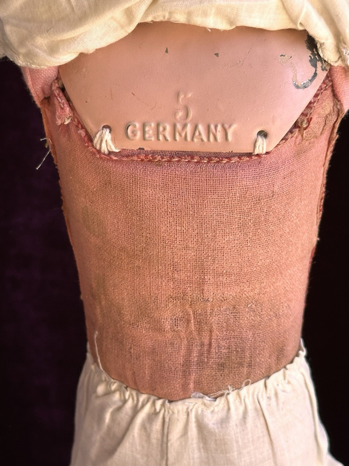 Antique German 16” Minerva Metal Tin Head Doll