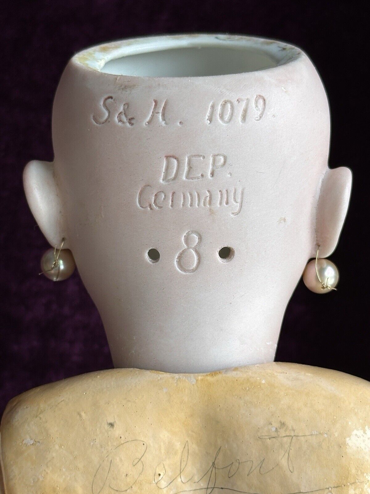 Antique German 20” Simon Halbig 1079 Dep Bisque Head Doll