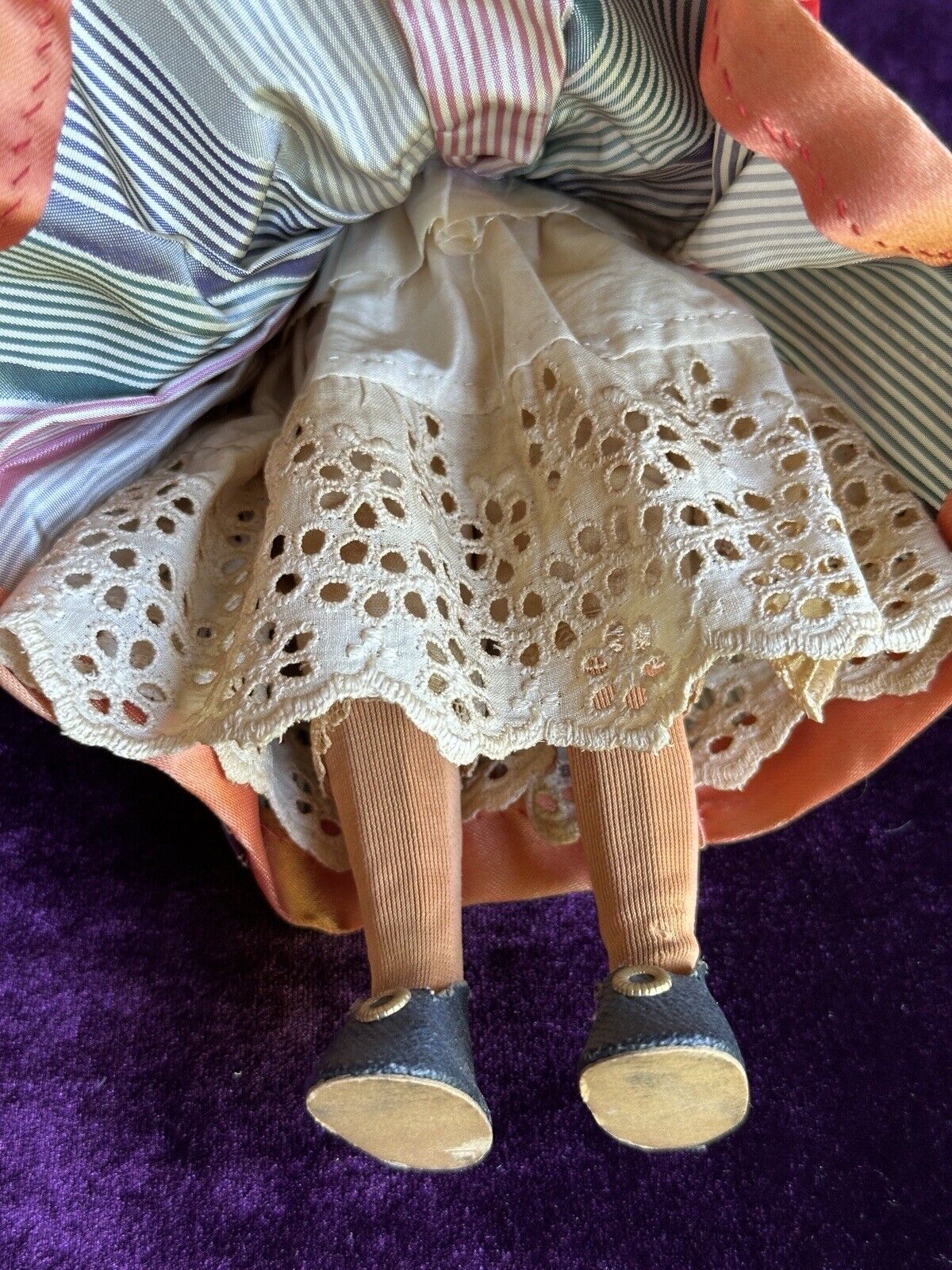 Vintage 10” Swiss Huggler Wood Carved Doll