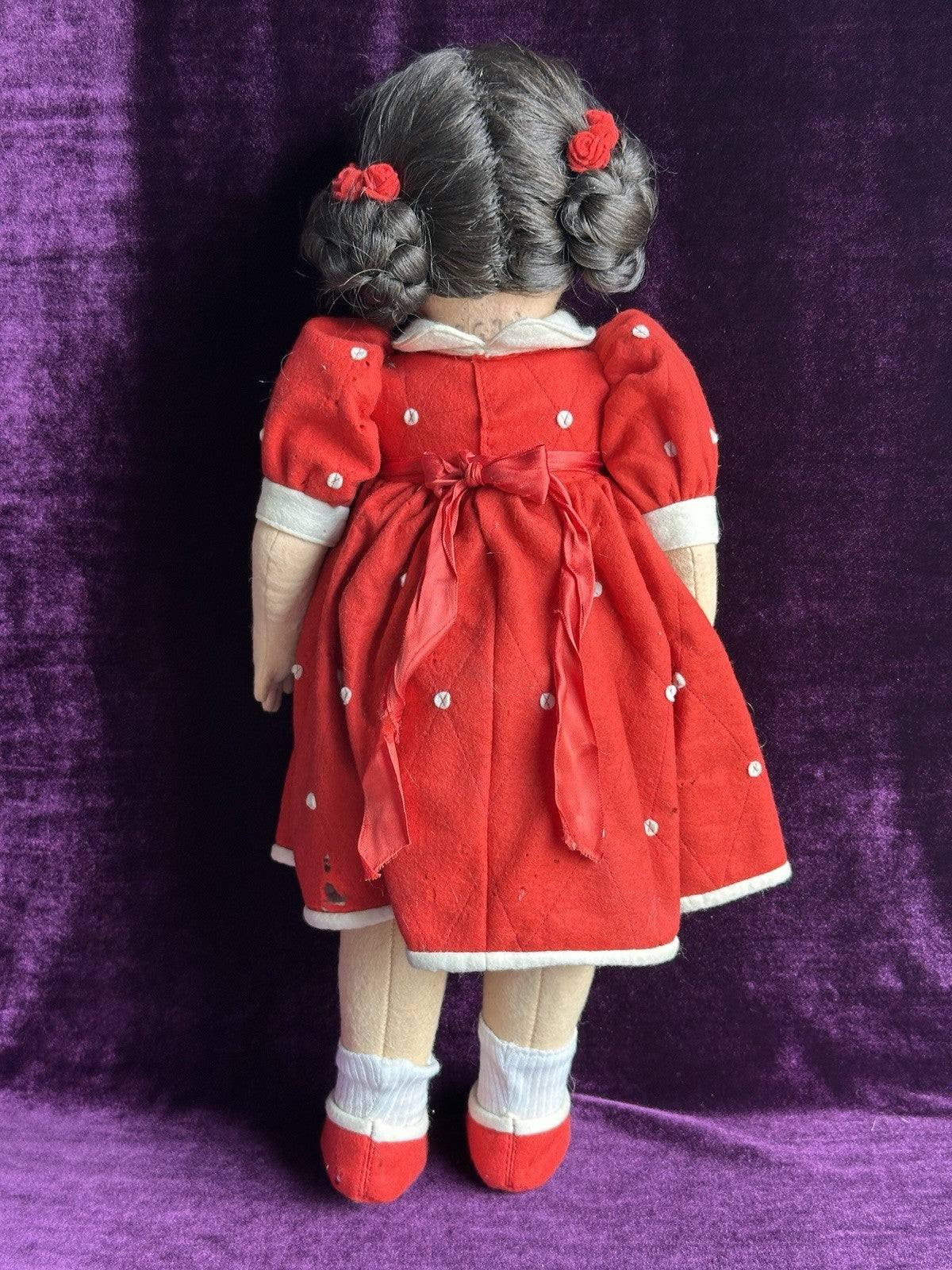Vintage 19” Italian 1980’s Lenci Brunilde Felt Cloth Doll