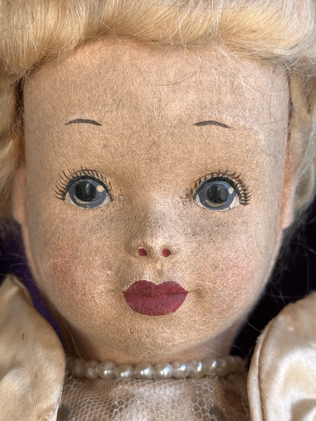 Vintage British Chad Valley 17” Cloth Felt Character Doll