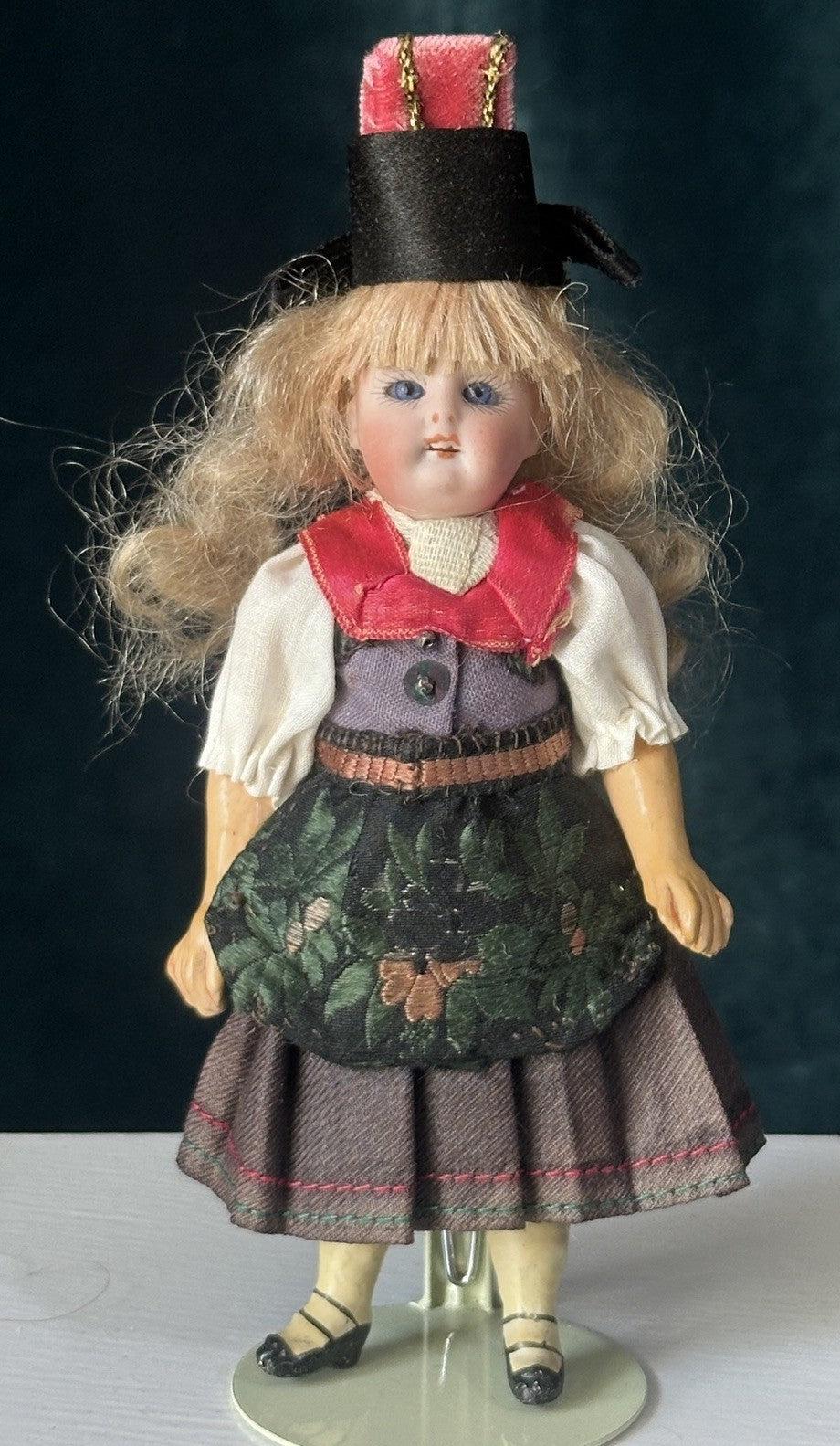 Antique German 4 3/4” Mignonette Doll Bisque Head Composition Body