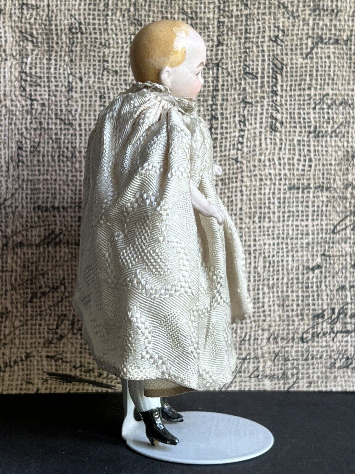 Rare Antique German 4.75” Bisque Shoulder Head Dollhouse Bald Man Doll